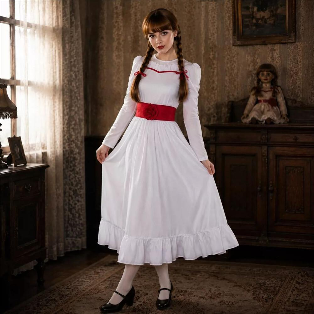 Vintage Toy Collector - Dames Vintage Kwaadaardige Horrorpop Cosplay Jurk