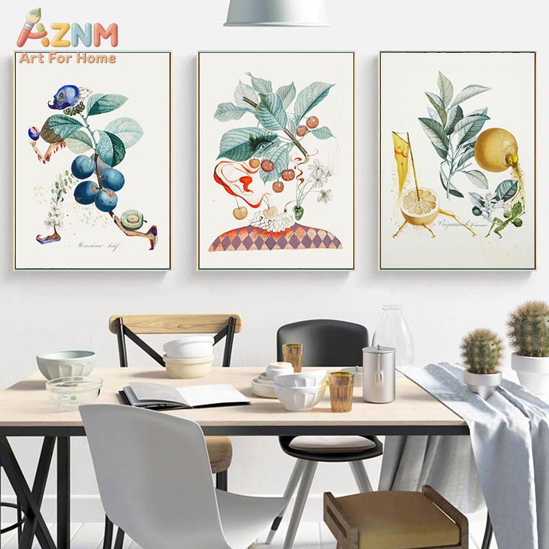Vintage Toy Collector - AZNM Surrealistische botanische fruitfiguur canvas wandkunst,