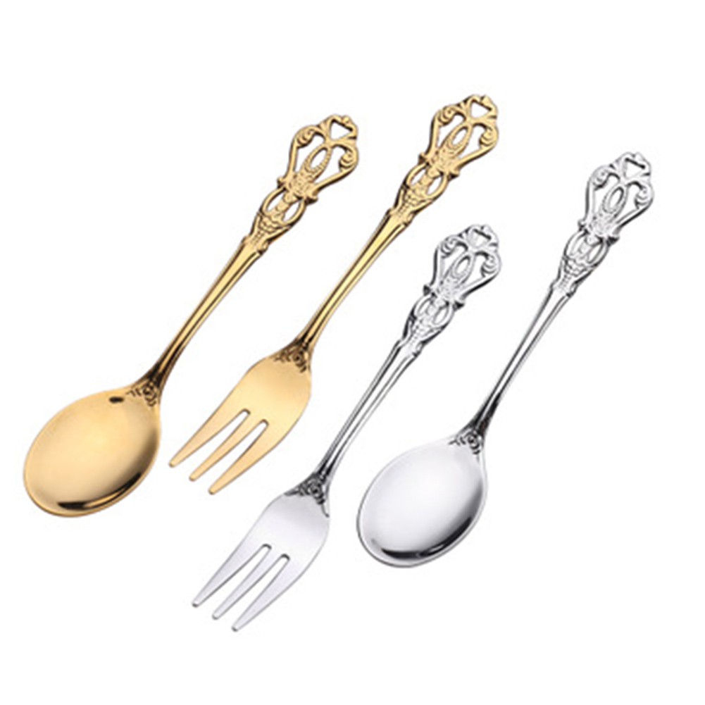 Vintage Collectible Spoons - 1 paar vintage gouden lepelvork bestekset