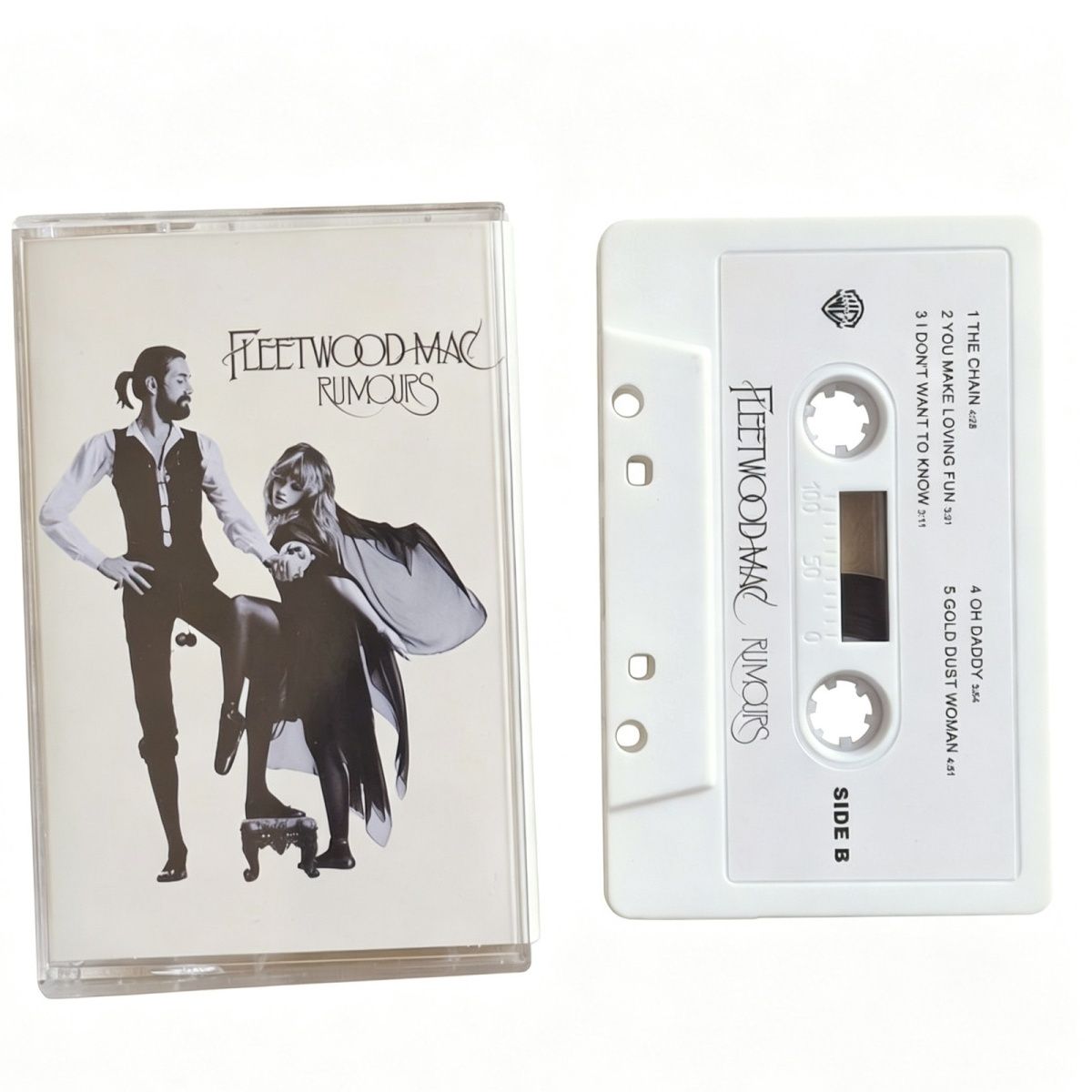Vintage Collector - Witte cassettebandje, klassieke soft rock muziekcollectie,