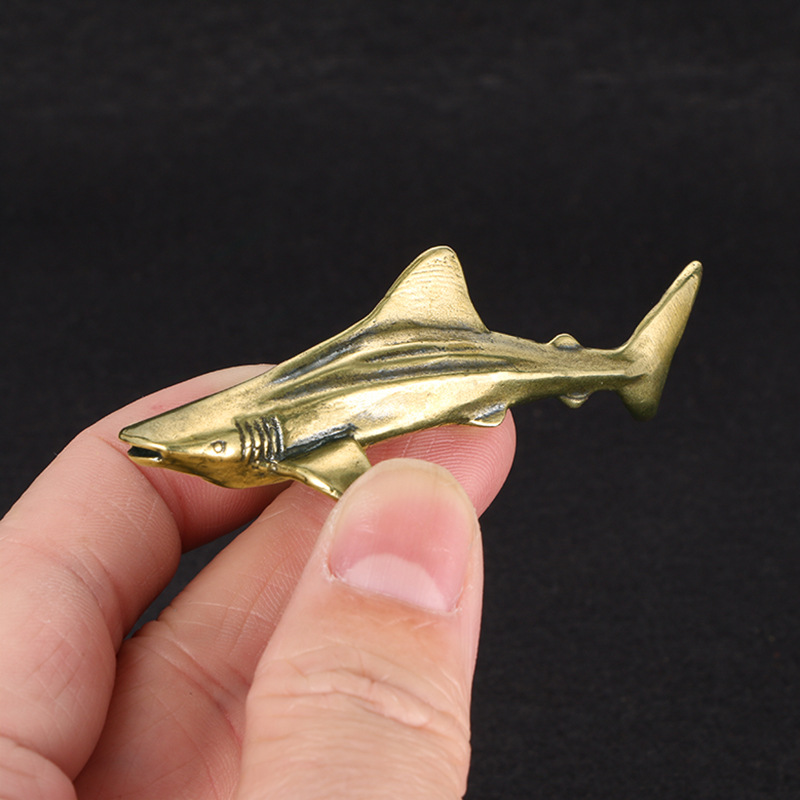 Vintage Collectible Christmas Ornaments - Vintage messing haaienbeeldje, Amerikaanse stijl maritieme